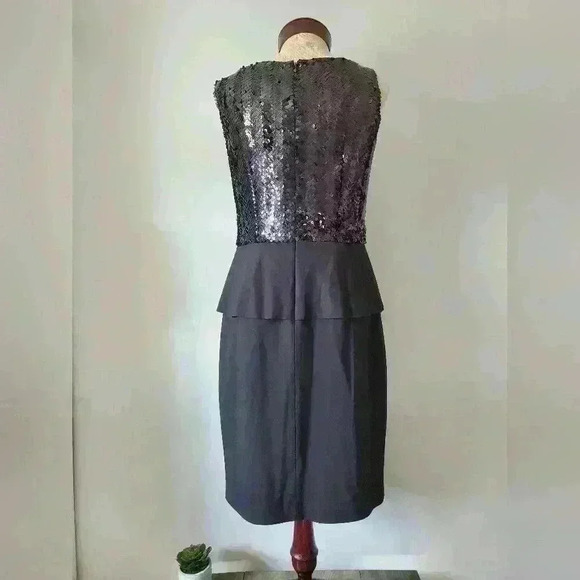 ELIE TAHARI black sequin peplum dress. Size 8 - Picture 3 of 11
